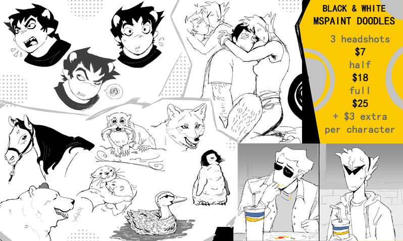 BLACK AND WHITE MSPAINT DOODLES